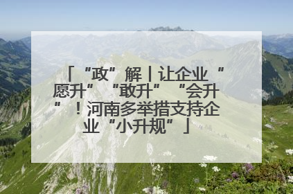 “政”解丨让企业“愿升”“敢升”“会升”！河南多举措支持企业“小升规”