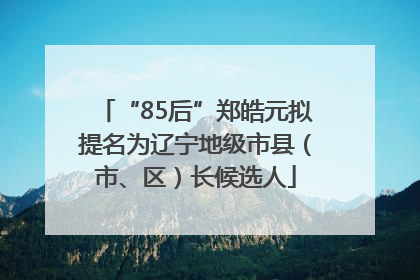 “85后”郑皓元拟提名为辽宁地级市县（市、区）长候选人