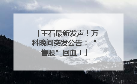 王石最新发声！万科晚间突发公告：“售股”回血！