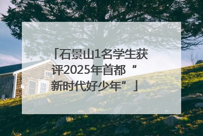 石景山1名学生获评2025年首都“新时代好少年”