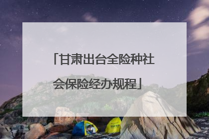 甘肃出台全险种社会保险经办规程