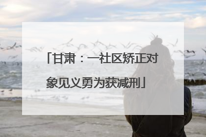 甘肃：一社区矫正对象见义勇为获减刑