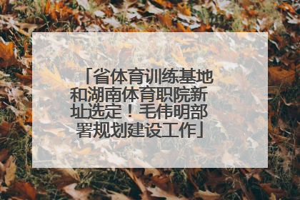 省体育训练基地和湖南体育职院新址选定！毛伟明部署规划建设工作