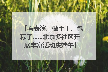 看表演、做手工、包粽子……北京多社区开展丰富活动庆端午