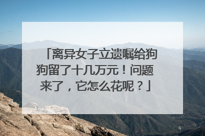 离异女子立遗嘱给狗狗留了十几万元！问题来了，它怎么花呢？