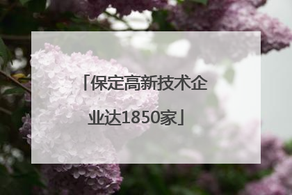 保定高新技术企业达1850家