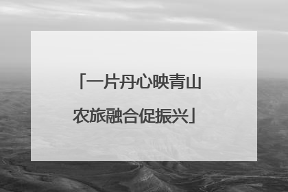 一片丹心映青山 农旅融合促振兴