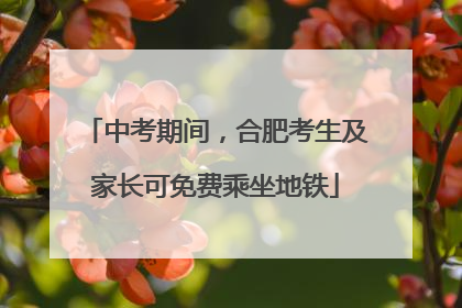 中考期间，合肥考生及家长可免费乘坐地铁