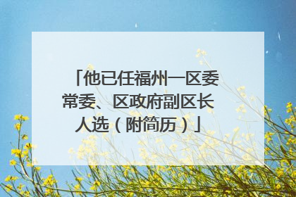 他已任福州一区委常委、区政府副区长人选（附简历）