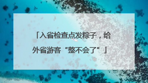 入省检查点发粽子，给外省游客“整不会了”