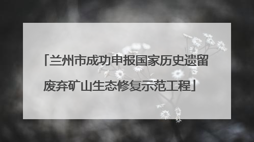 兰州市成功申报国家历史遗留废弃矿山生态修复示范工程