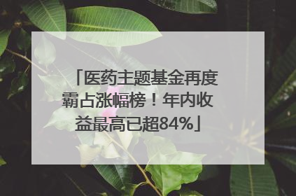 医药主题基金再度霸占涨幅榜！年内收益最高已超84%