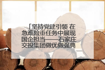 坚持党建引领 在急难险重任务中展现国企担当——石家庄交投集团做优做强典型报道之一