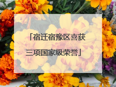 宿迁宿豫区喜获三项国家级荣誉