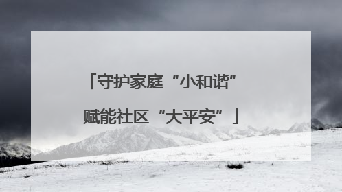 守护家庭“小和谐” 赋能社区“大平安”