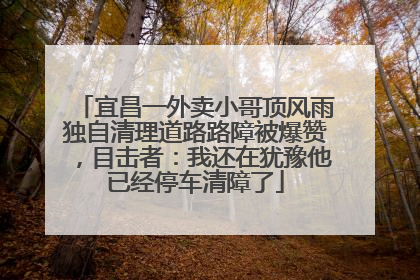 宜昌一外卖小哥顶风雨独自清理道路路障被爆赞，目击者：我还在犹豫他已经停车清障了