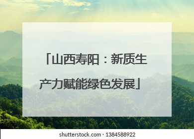 山西寿阳：新质生产力赋能绿色发展
