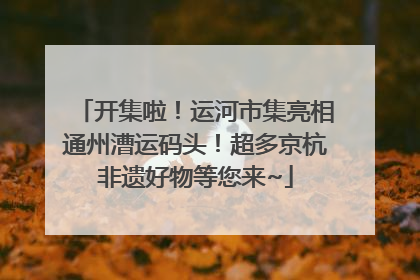 开集啦！运河市集亮相通州漕运码头！超多京杭非遗好物等您来~