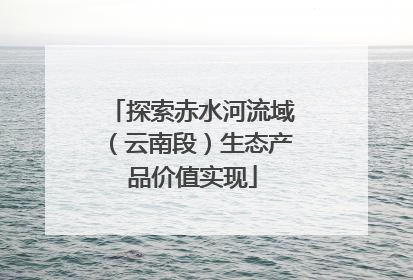 探索赤水河流域（云南段）生态产品价值实现
