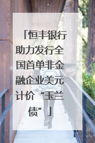 恒丰银行助力发行全国首单非金融企业美元计价“玉兰债”