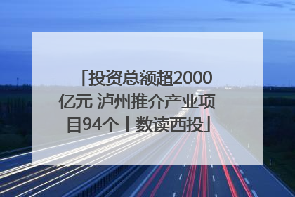 投资总额超2000亿元 泸州推介产业项目94个丨数读西投