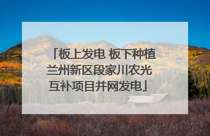 板上发电 板下种植 兰州新区段家川农光互补项目并网发电