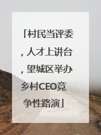 村民当评委，人才上讲台，望城区举办乡村CEO竞争性路演