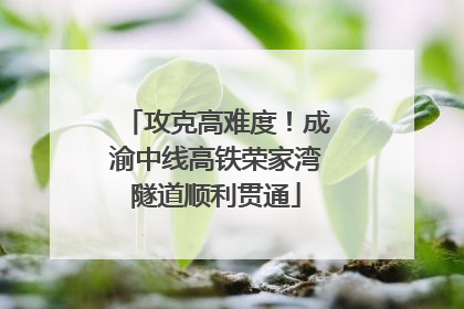 攻克高难度！成渝中线高铁荣家湾隧道顺利贯通