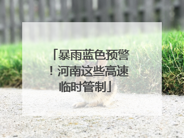 暴雨蓝色预警！河南这些高速临时管制