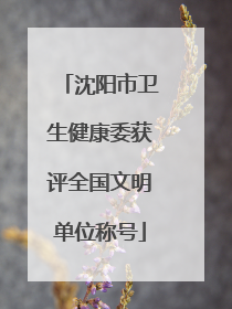 沈阳市卫生健康委获评全国文明单位称号