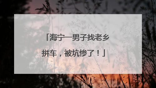 海宁一男子找老乡拼车，被坑惨了！