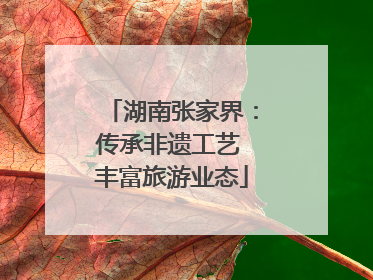 湖南张家界：传承非遗工艺 丰富旅游业态