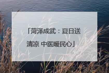 菏泽成武：夏日送清凉 中医暖民心