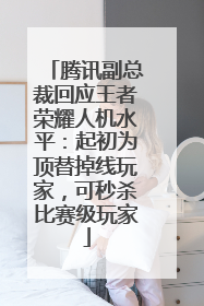 腾讯副总裁回应王者荣耀人机水平：起初为顶替掉线玩家，可秒杀比赛级玩家