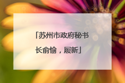 苏州市政府秘书长俞愉，履新