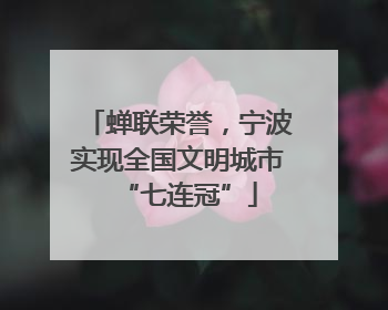 蝉联荣誉，宁波实现全国文明城市“七连冠”