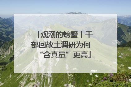 观潮的螃蟹丨干部回故土调研为何“含真量”更高