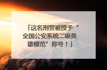 这名刑警被授予“全国公安系统二级英雄模范”称号！
