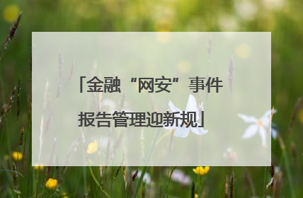 金融“网安”事件报告管理迎新规