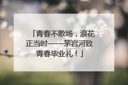 青春不散场，浪花正当时——茅岩河致青春毕业礼！