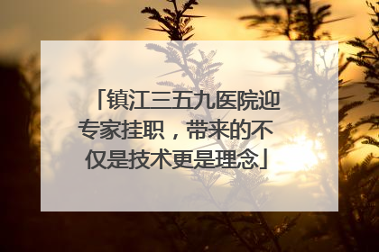 镇江三五九医院迎专家挂职，带来的不仅是技术更是理念