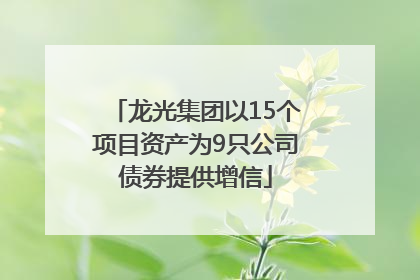 龙光集团以15个项目资产为9只公司债券提供增信