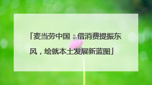 麦当劳中国：借消费提振东风，绘就本土发展新蓝图