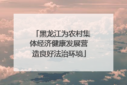 黑龙江为农村集体经济健康发展营造良好法治环境