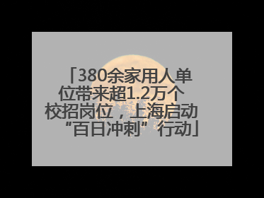 380余家用人单位带来超1.2万个校招岗位，上海启动“百日冲刺”行动